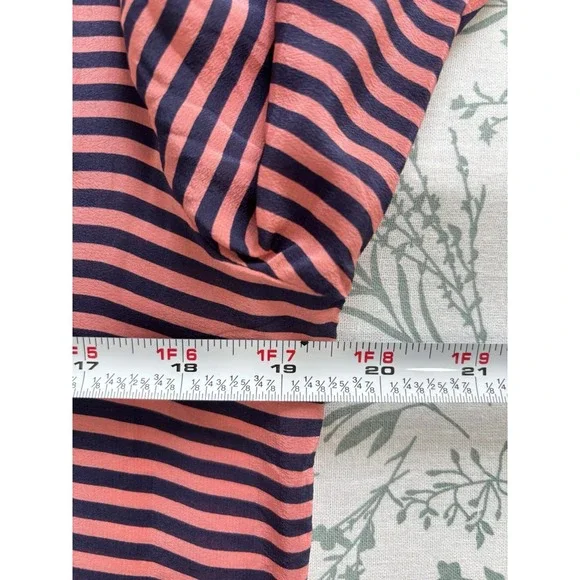 Banana Republic Womens 100% Silk Blouse Medium Pink Navy Striped Sheer - Picture 8 of 10